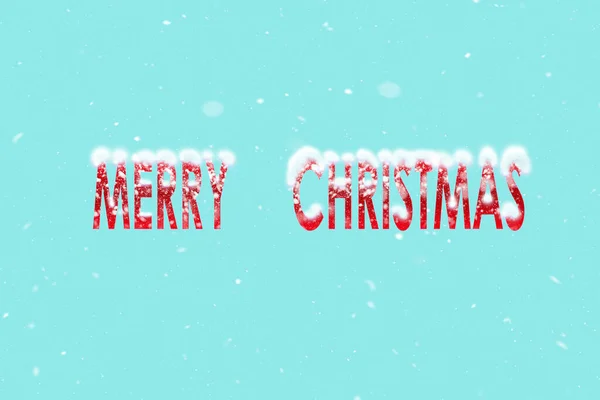 Blue Snow Background Text Merry Christmas — Stock Photo, Image