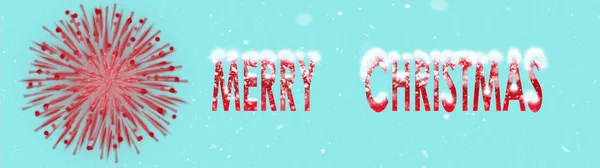 Een Blauwe Sneeuw Achtergrond Tekst Vrolijk Kerstmis Banner — Stockfoto