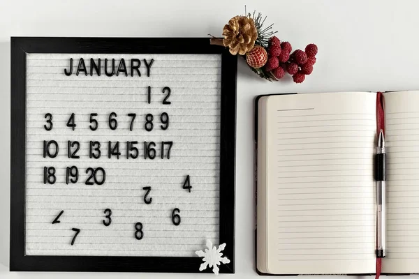 Bloco Notas Para Tomar Notas Metas Planos Para Ano Novo — Fotografia de Stock
