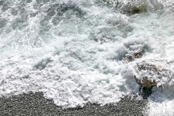 Havskusten Med Vågor Naturlig Bakgrund Stormen — Stockfoto