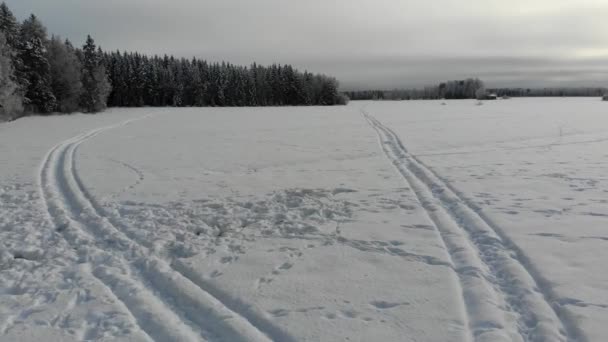 跟随雪地上的足迹 — 图库视频影像