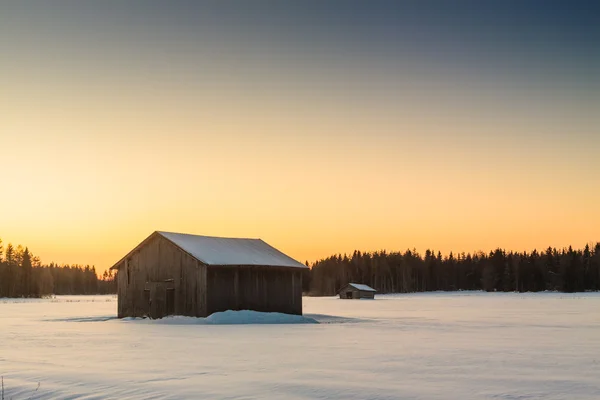Stodoly v zimě Sunrise 1 — Stock fotografie