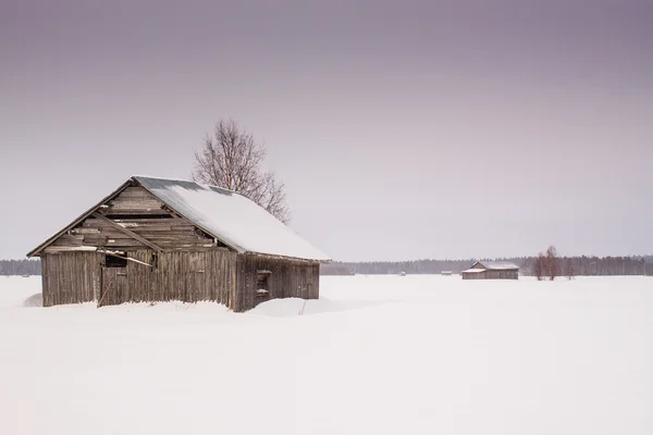 Case fienile in inverno 1 — Foto Stock