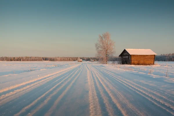 Schneeglätte im ländlichen Finnland — Stockfoto