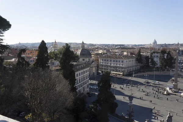 Náměstí Piazza del Popolo panoráma - Řím — Stock fotografie