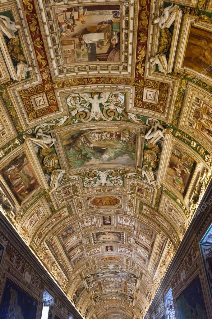 Vatican Vaulted Ceiling Fresco Rome Stock Editorial Photo