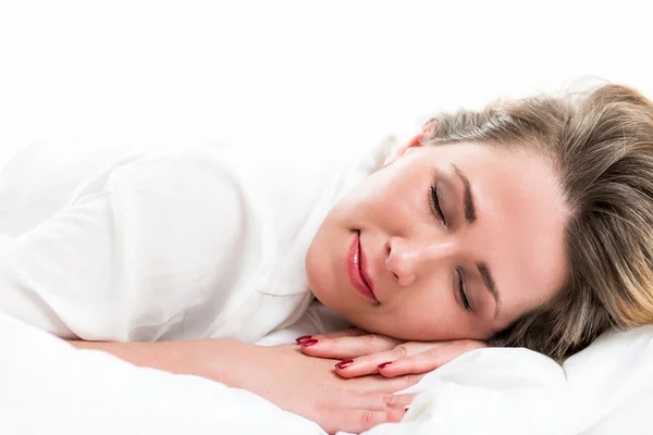 Retrato de una hermosa mujer dormida de cerca —  Fotos de Stock