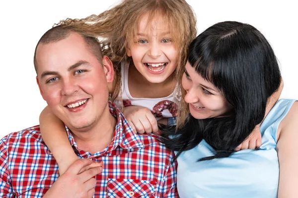 Man, woman and child. Portrait of a happy family — Stock Photo, Image