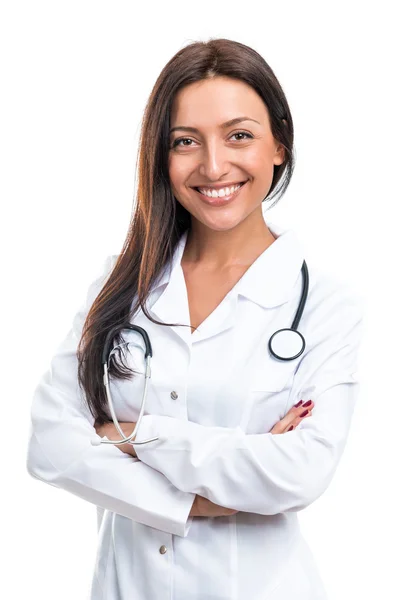 Portrait of a doctor on a white background — Stock Photo, Image