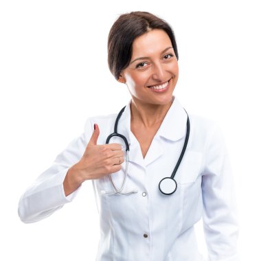 beyaz zemin üzerinde bir doktor portresi