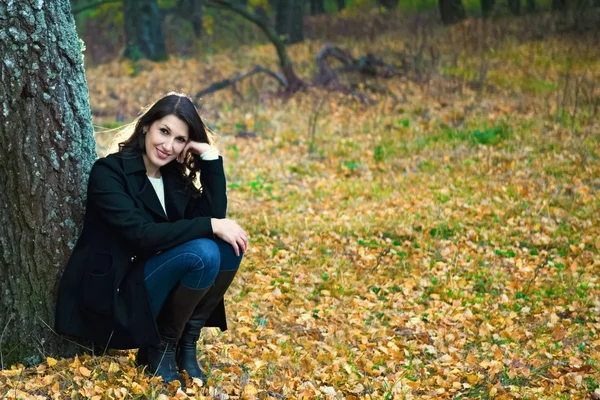 Retrato de otoño de una mujer hermosa. — Foto de Stock