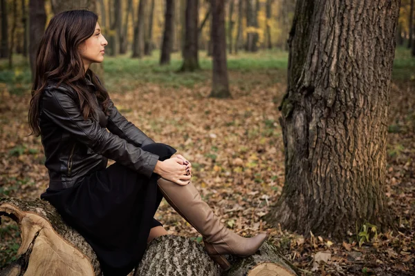 Autumn portrait of a beautiful young woman — Stock Photo, Image