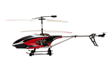 Beyaz bir arka plan üzerinde helikopter.