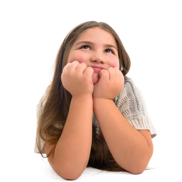 Portrait of a beautiful pensive girl — Stock Photo, Image