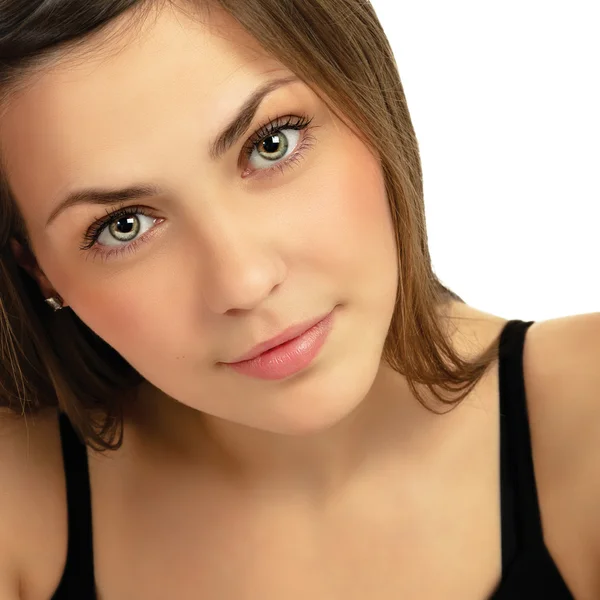 Portret van een mooie jonge vrouw. Gezicht close-up — Stockfoto