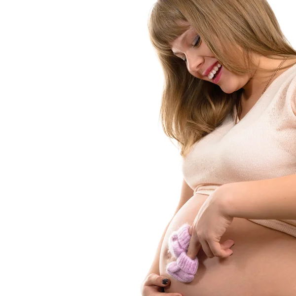 Retrato de una mujer embarazada feliz — Foto de Stock