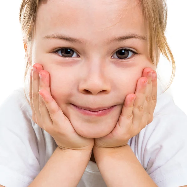 Retrato de una niña sonriente de cerca — Foto de Stock