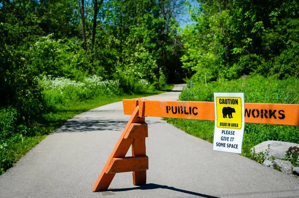 Park yolunda Ayı Uyarı İşareti