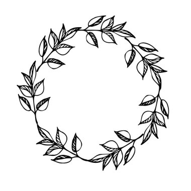 El çizimi siyah mürekkep çiçekli yabanmersini.