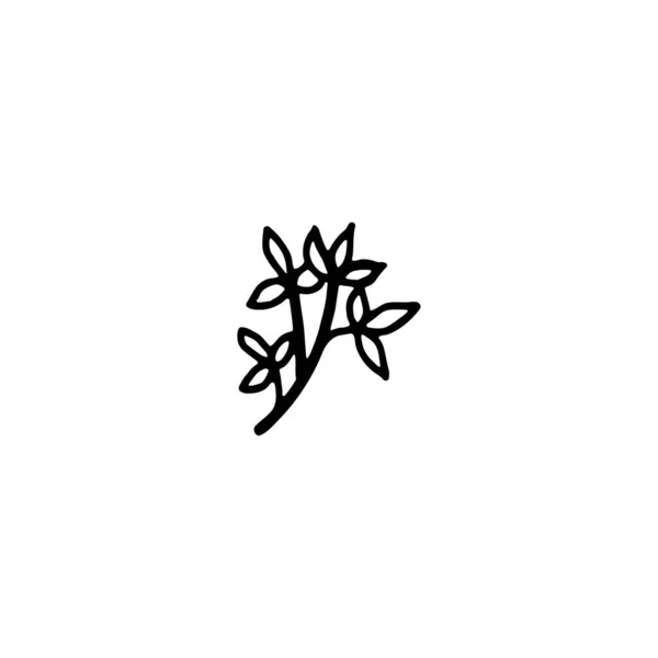 Doodle kwiatowy choinka czarny atrament doodle — Wektor stockowy