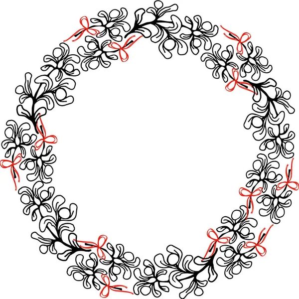 Mistletoe floral circle wreath for christmas time — Stock Vector
