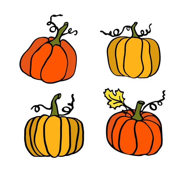 Herbst Kürbis Illustration Ogange Handgezeichnete Cantoon Stil Herbst Illustration — Stockvektor