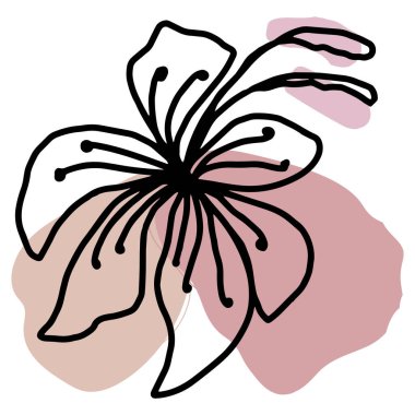 Çiçek vektörü bir çizgi sanat logosu, afiş, kitap tasarımı, web illüstrasyonu için çizgi çizimi.