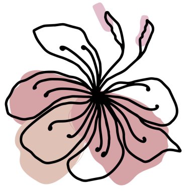 Çiçek vektörü bir çizgi sanat logosu, afiş, kitap tasarımı, web illüstrasyonu için çizgi çizimi.