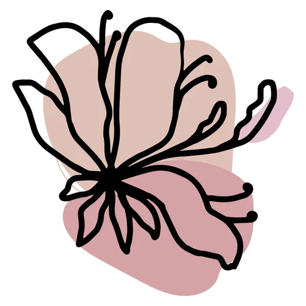 Flower Vector One Line Art Logo Linea Grafica Banner Disegno — Vettoriale Stock