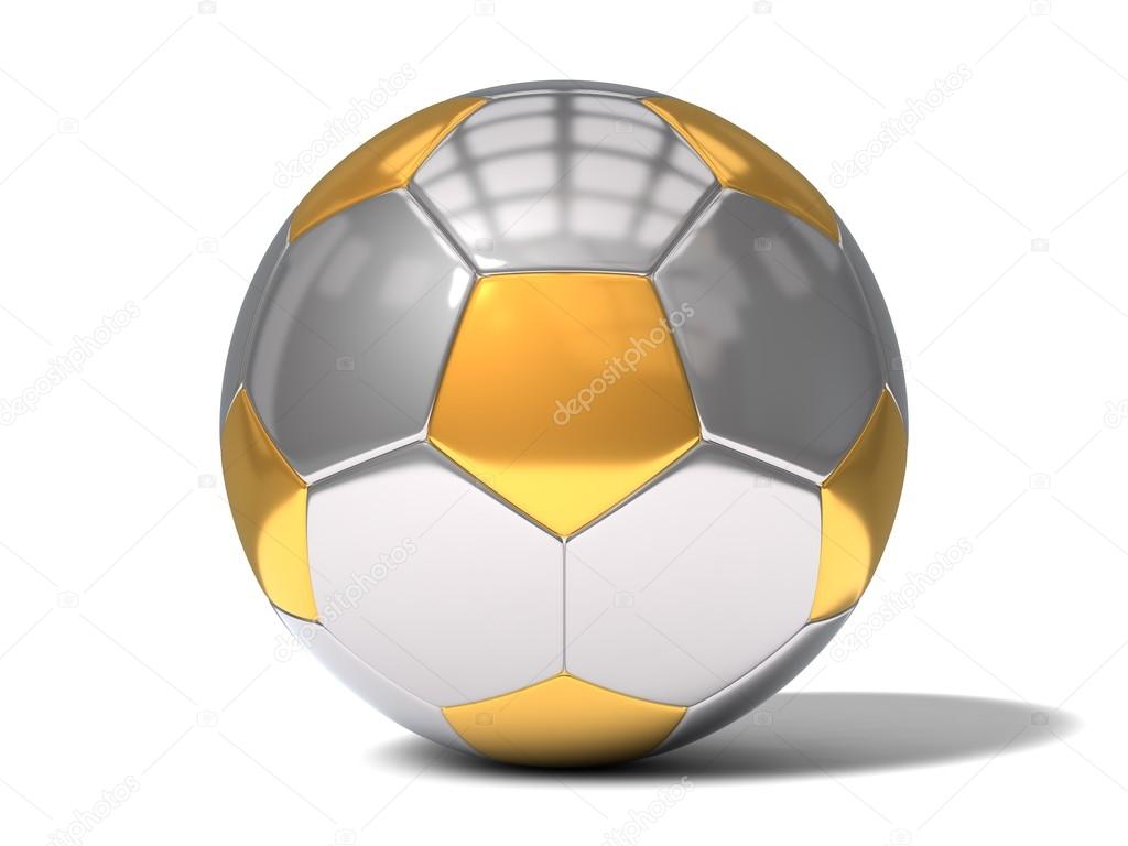 metal soccer ball. matte gold and chrome.