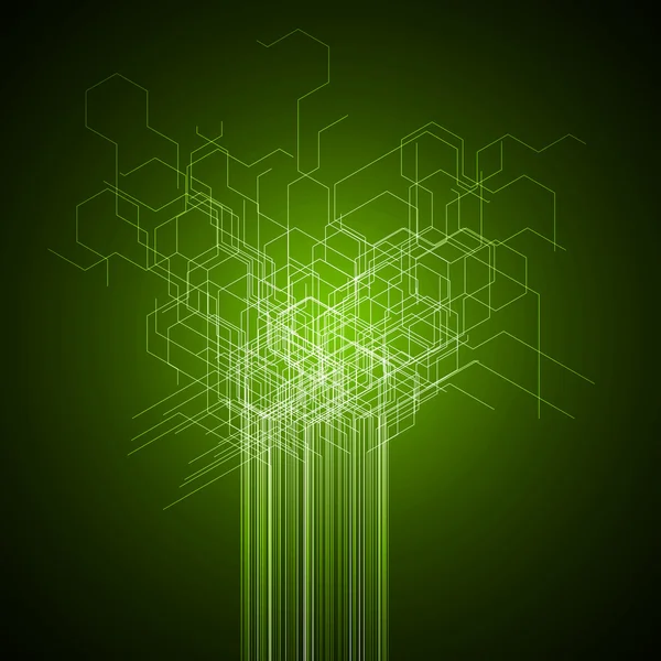 Tecnología líneas abstractas. versión verde . — Vector de stock