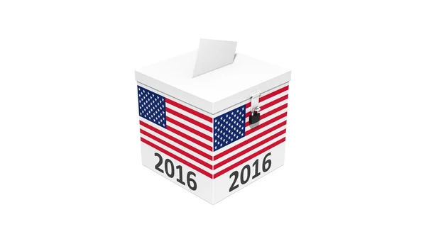 3D-Illustration einer einfachen Wahlurne mit amerikanischer Flagge. — Stockfoto