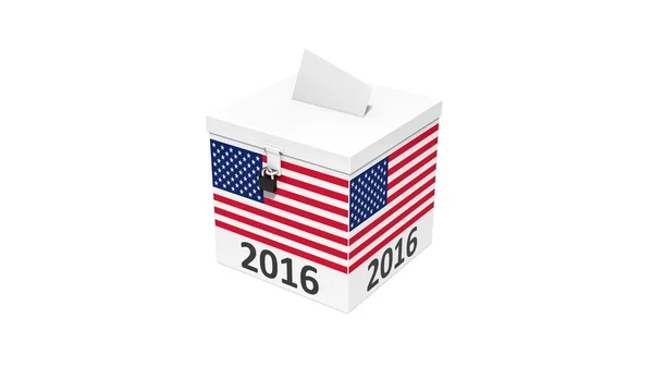 3D-Illustration einer einfachen Wahlurne mit amerikanischer Flagge. — Stockfoto