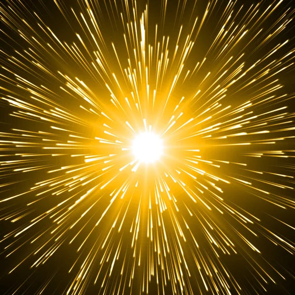 Energie-Explosion mit Teilchen und glatten Energiespuren. — Stockvektor
