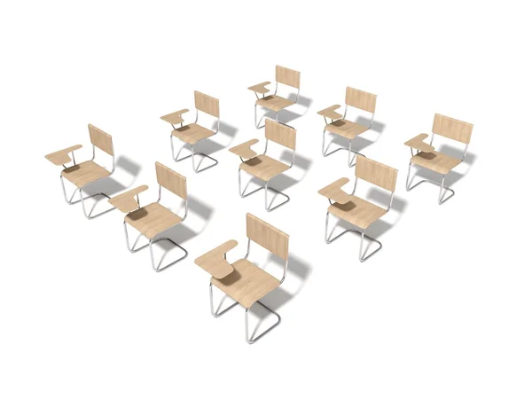 3D иллюстрация простых стульев в классе . — стоковое фото