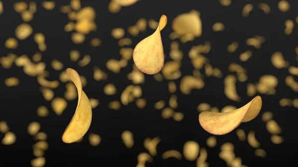 Crunchy Potato Chips Rain Suitable Chips Snack Fast Food Themes — Stock Photo, Image