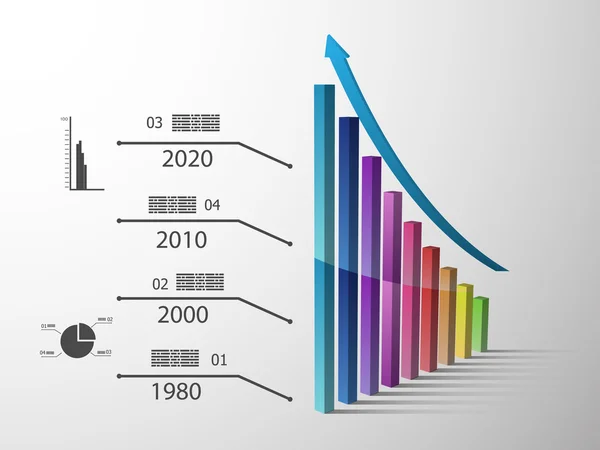 Cronología con gráfico en aumento — Vector de stock