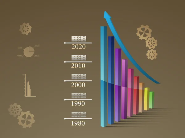 Cronología con gráfico en aumento — Vector de stock