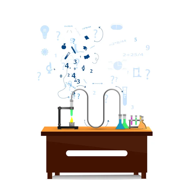 Biurko i chemiczne infographic rury z ikony — Wektor stockowy