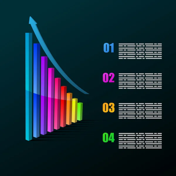 Gráfico con columnas de colores ascendentes — Vector de stock