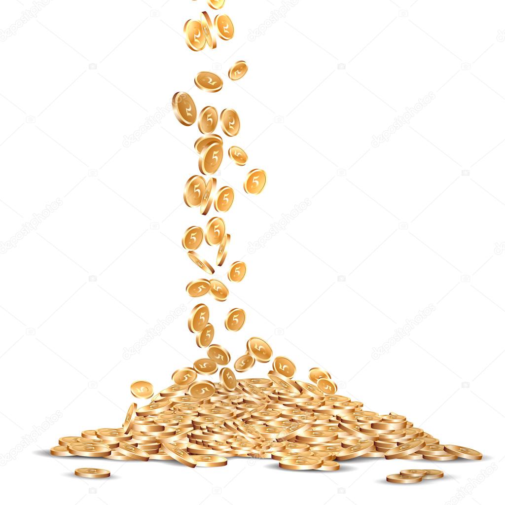 falling five marked golden coins
