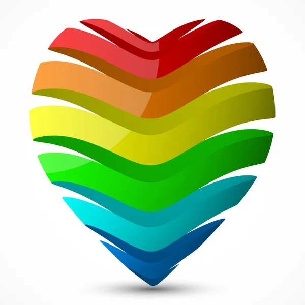 Day valentines heart design.(multicolor ribbon style) — Stock Vector