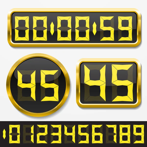 digital numbers and basic clock body shapes set.