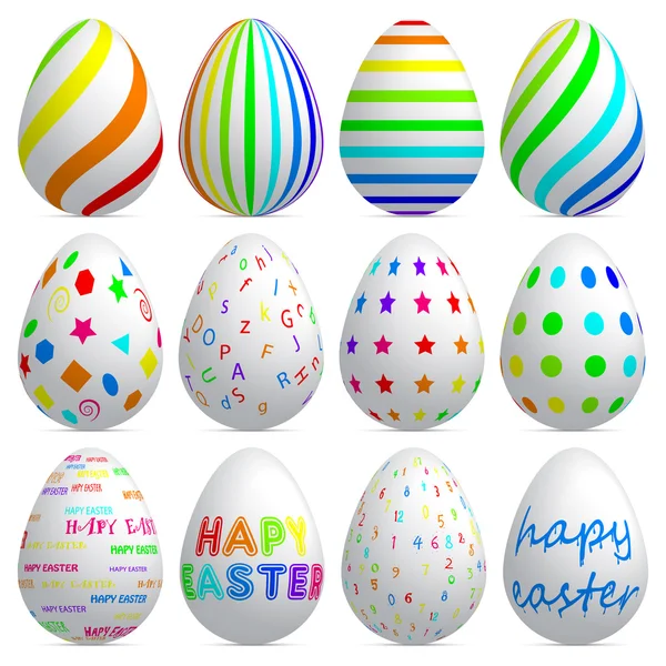 3D Easterovi vejce sada. — Stockový vektor