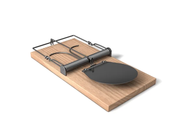 3d mouse trap com corpo de madeira e metal details.side vista . — Fotografia de Stock