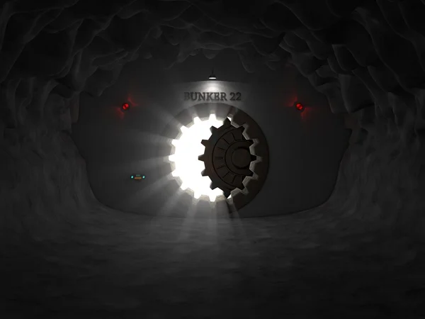 Entrée du bunker dans la grotte — Photo