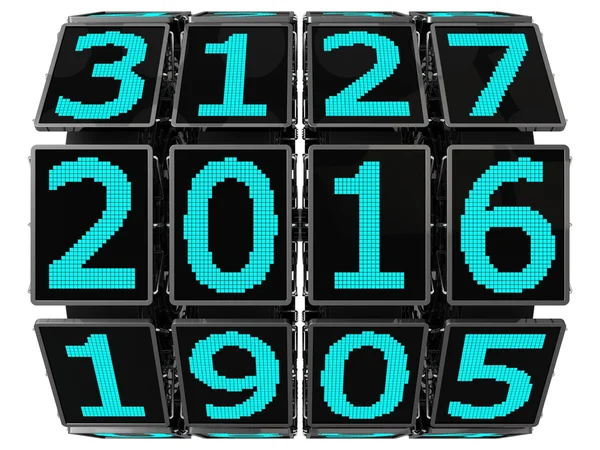 3d year counter mechanism with LCD screens — Stock Photo, Image