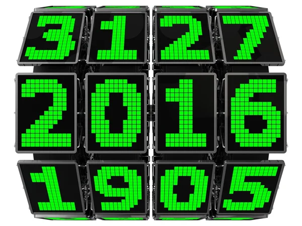 3d year counter mechanism with LCD screens — Stock Photo, Image