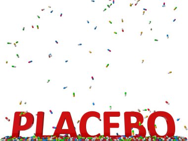 hapları yağmur ve kırmızı plasebo metin.