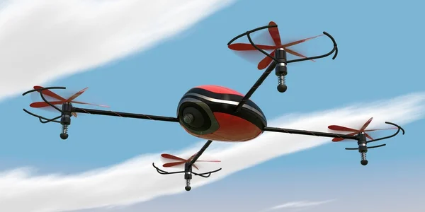 Flygande röd pentacopter — Stockfoto
